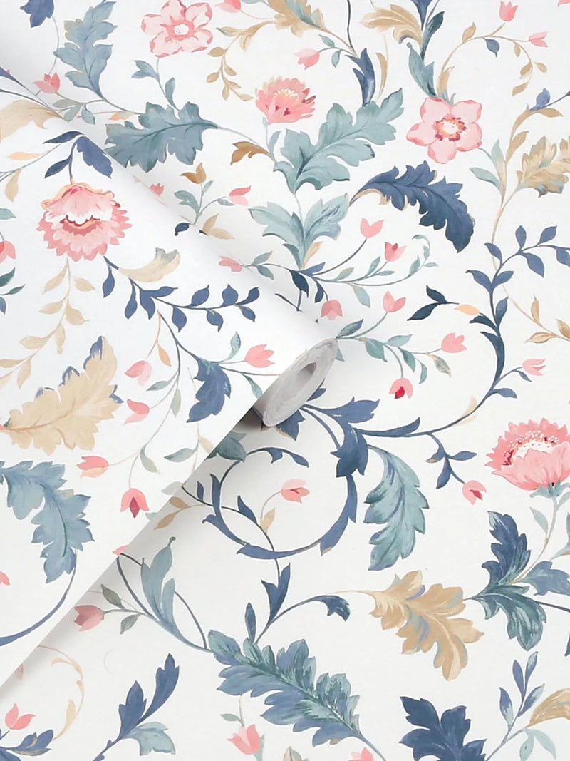 Laura Ashley Litton wallpaper in dusky seaspray, UK version
