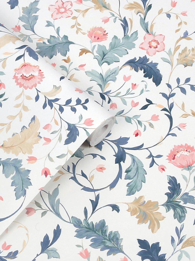 Laura Ashley Litton wallpaper in dusky seaspray, UK version