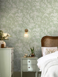 Laura Ashley Lloyd sage green wallpaper, imported from the UK