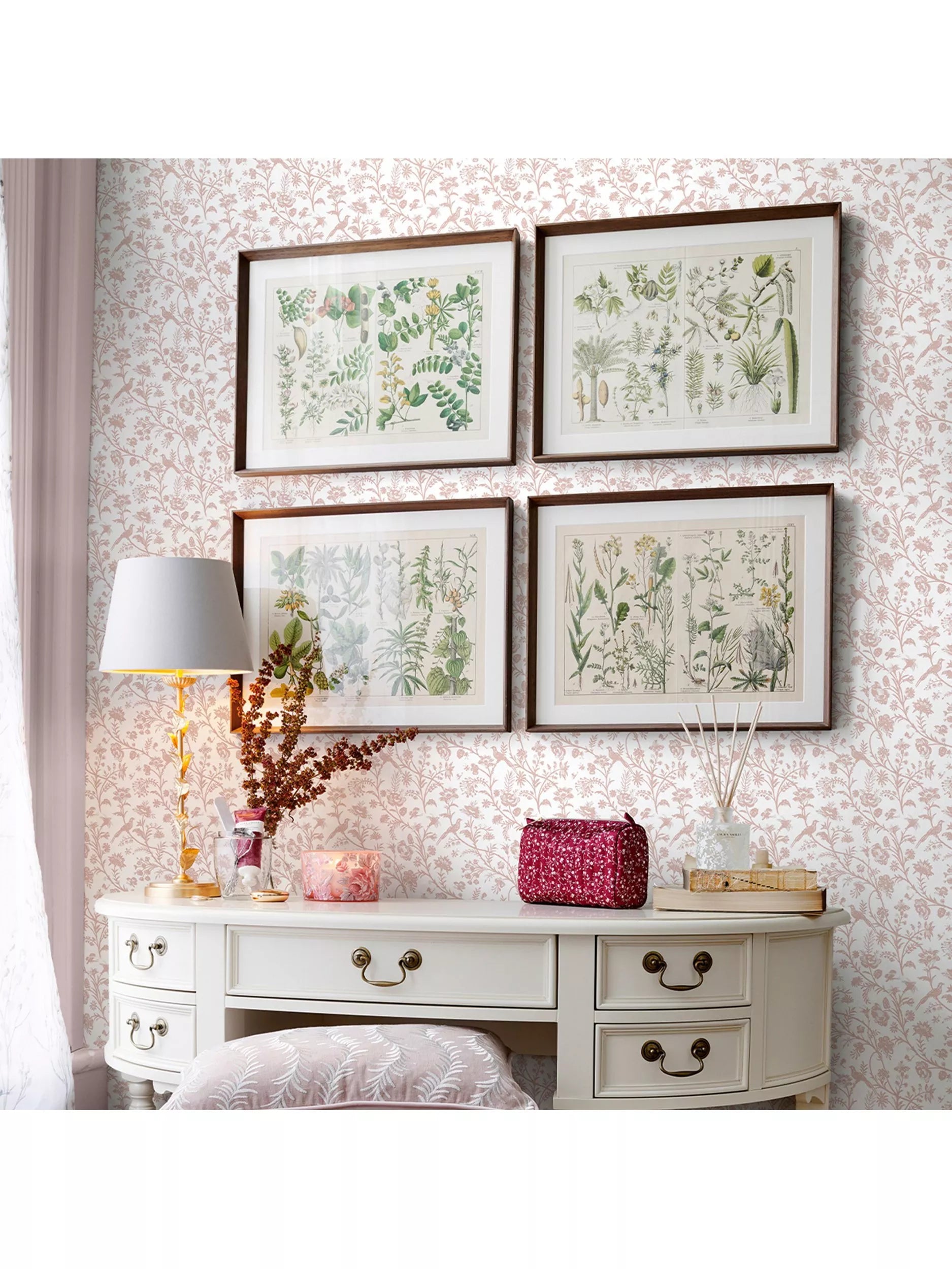 Laura Ashley Shepherds Purse Dark Blush wallpaper 10m x 52cm (British brand)
