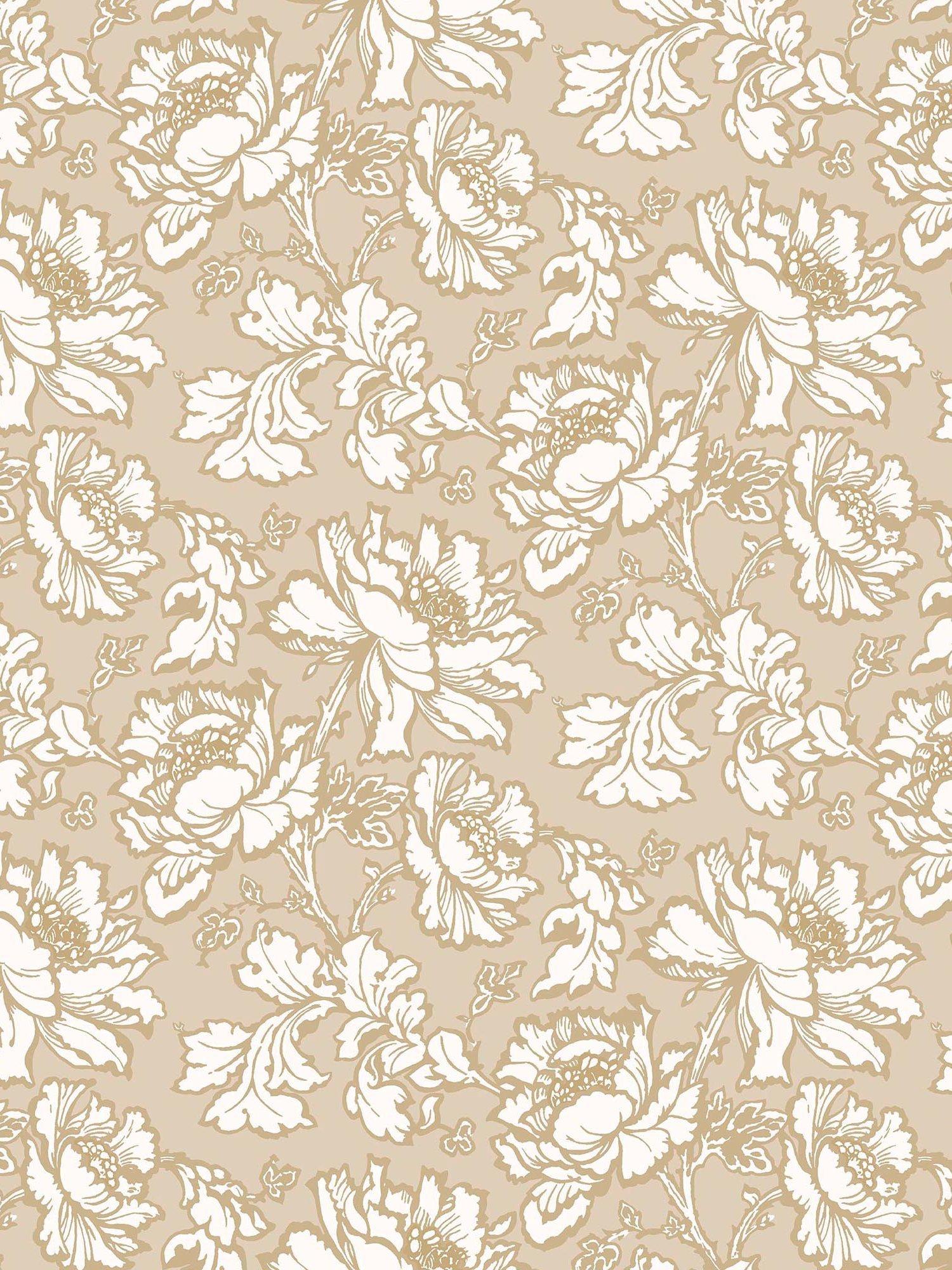 Laura Ashley floral print wallpaper in gold, UK version