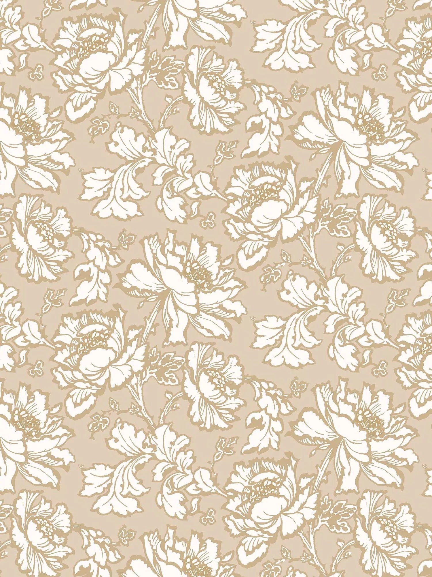 Laura Ashley floral print wallpaper in gold, UK version