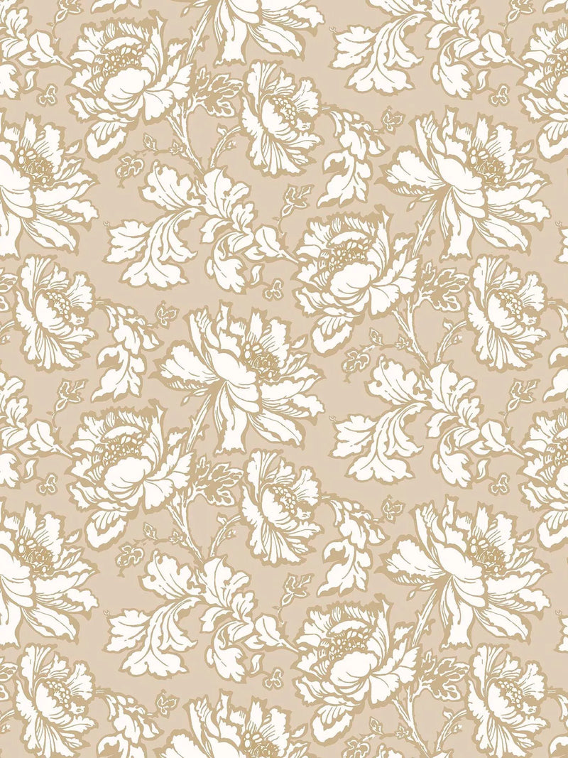 Laura Ashley floral print wallpaper in gold, UK version