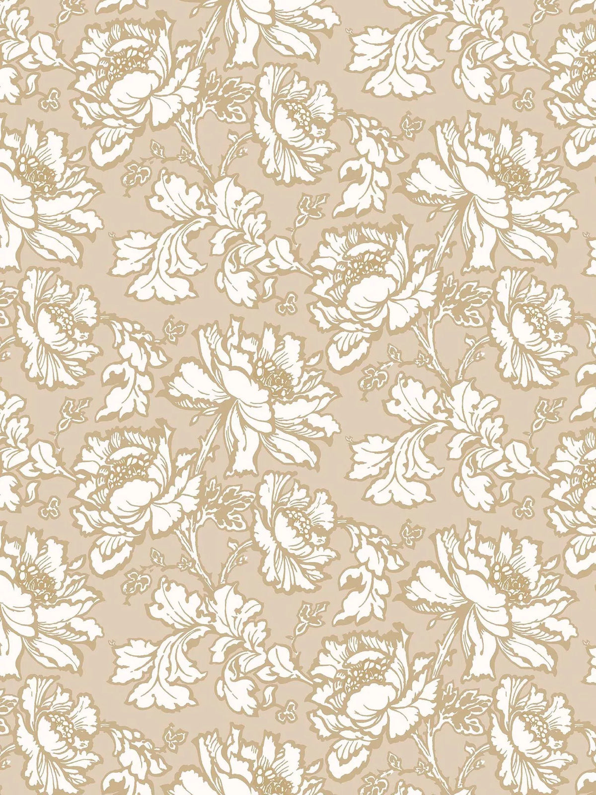 Laura Ashley floral print wallpaper in gold, UK version
