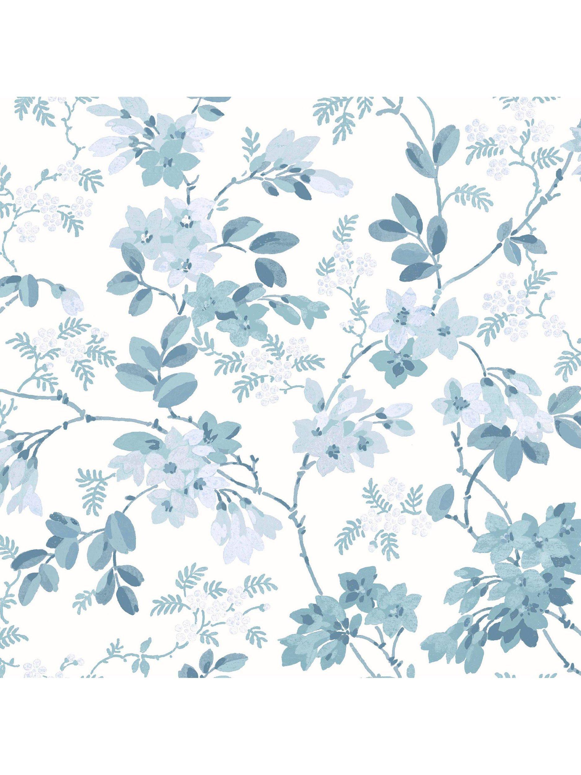 Laura Ashley floral wallpaper with Yewland pattern in Seaspray color, UK version