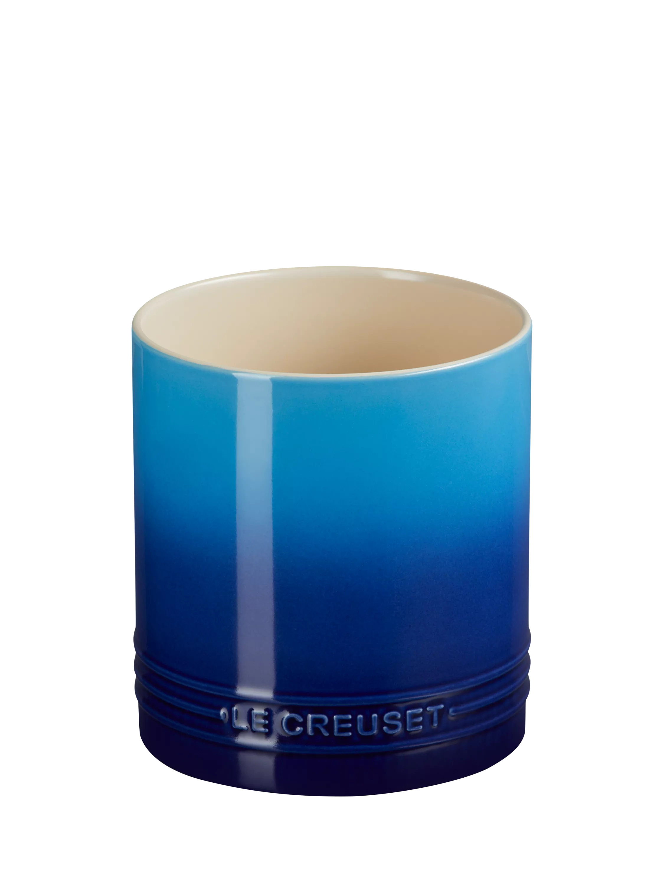Le Creuset stoneware utensil jar in Azure with 1.1L capacity, UK version