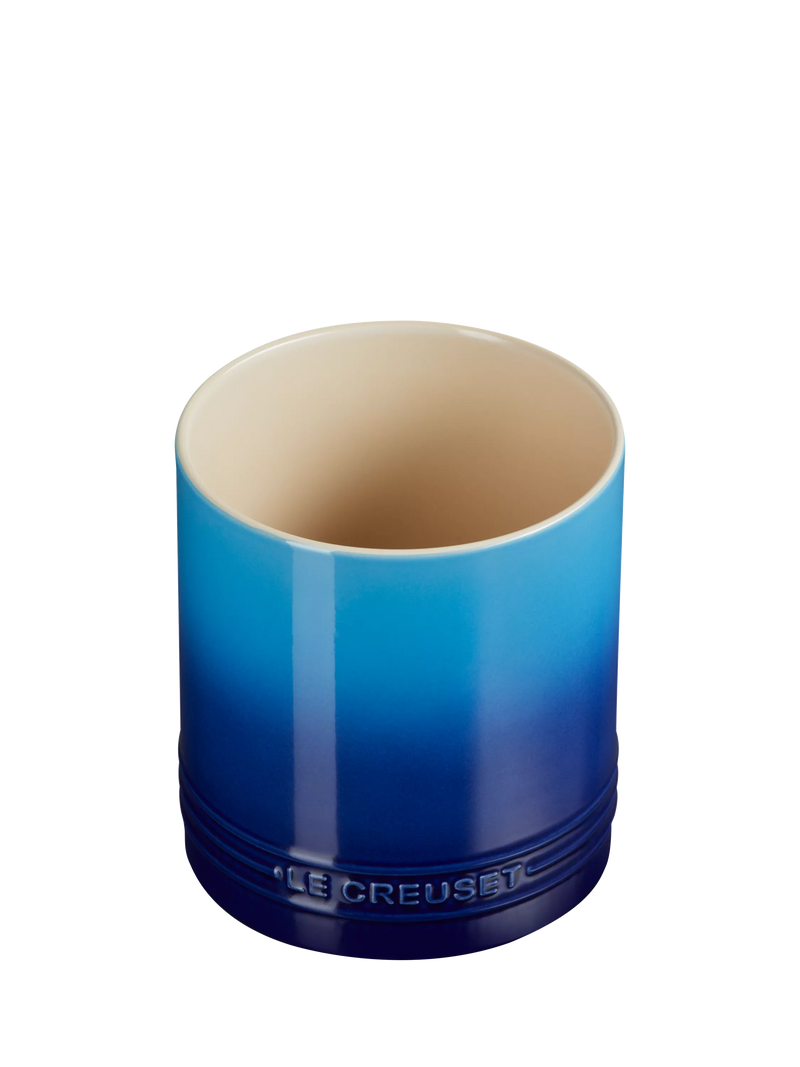 Le Creuset stoneware utensil jar in Azure with 1.1L capacity, UK version