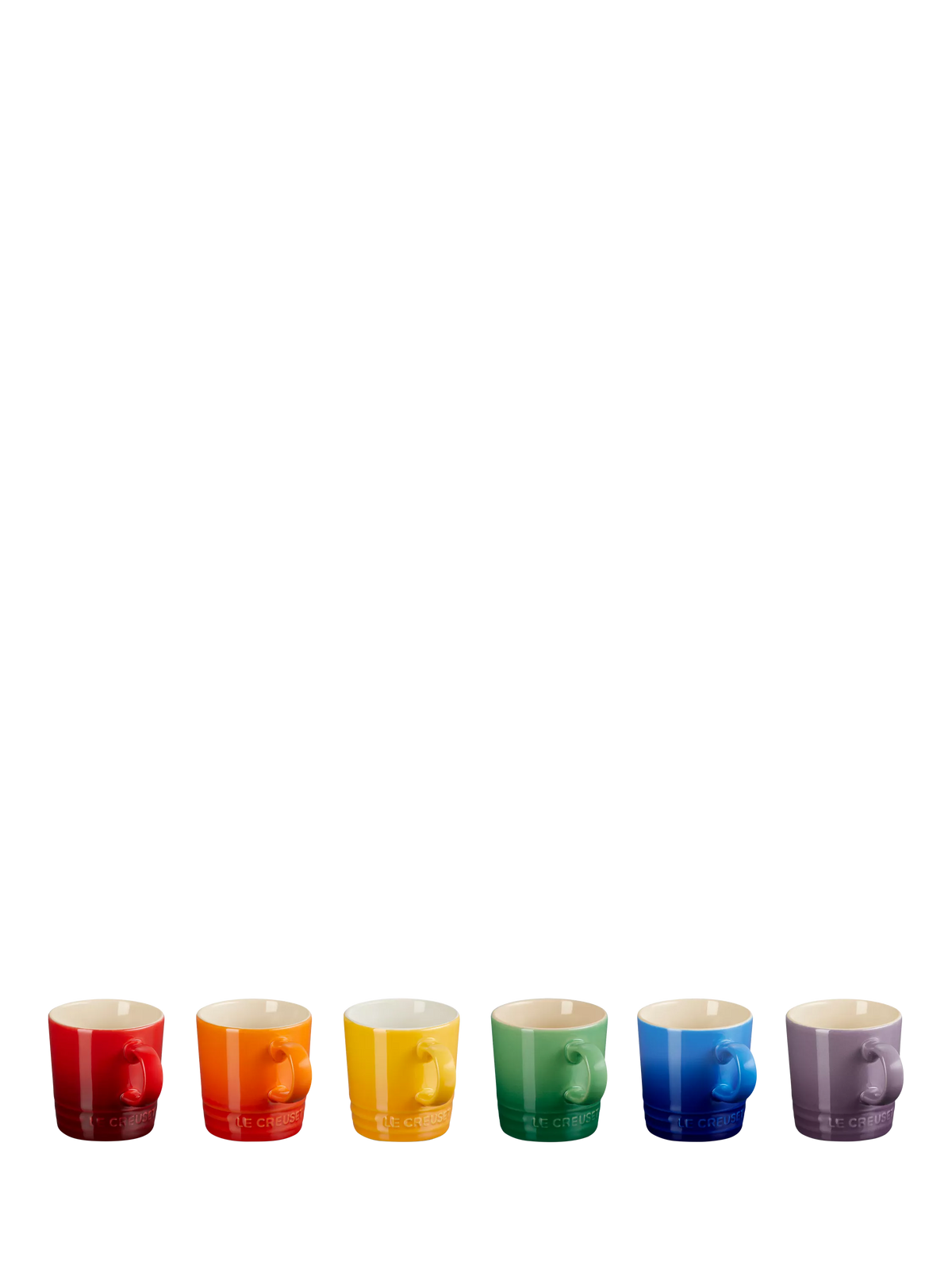 Le Creuset stoneware espresso mugs set of 6 rainbow (British brand)