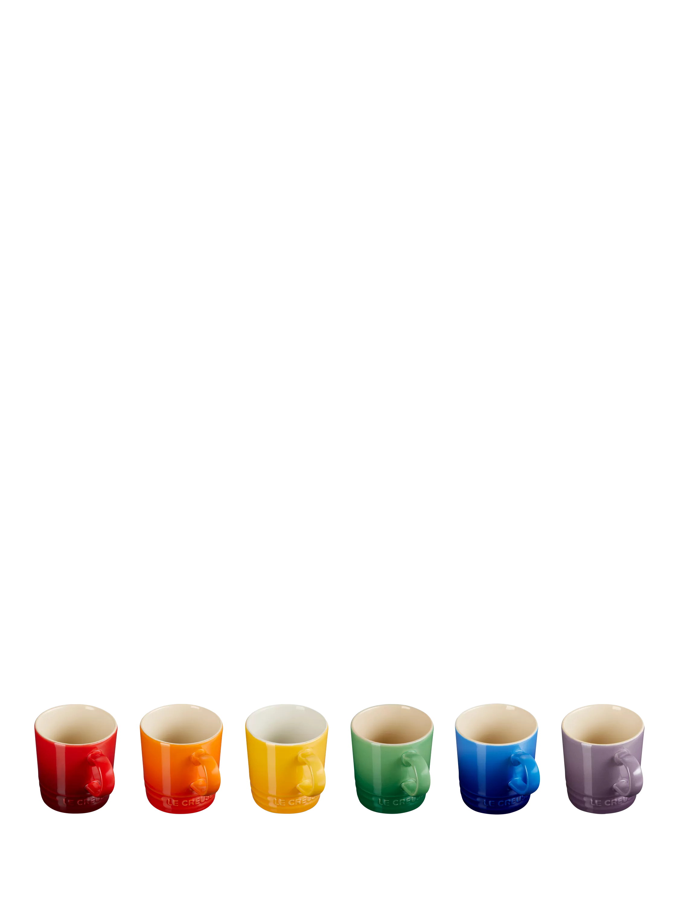 Le Creuset stoneware espresso mugs set of 6 rainbow (British brand)