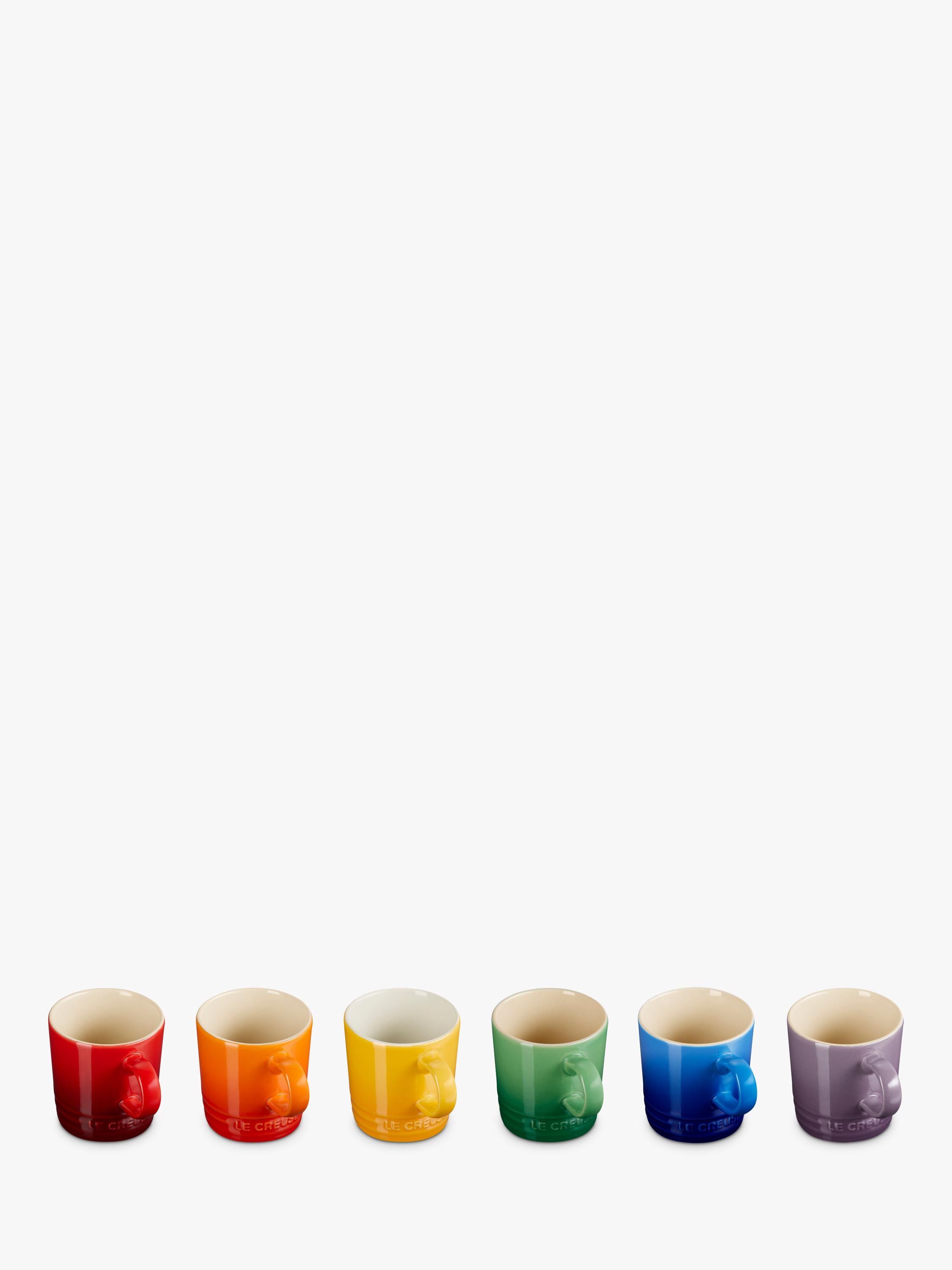 Le Creuset stoneware espresso mugs set of 6 rainbow (British brand)