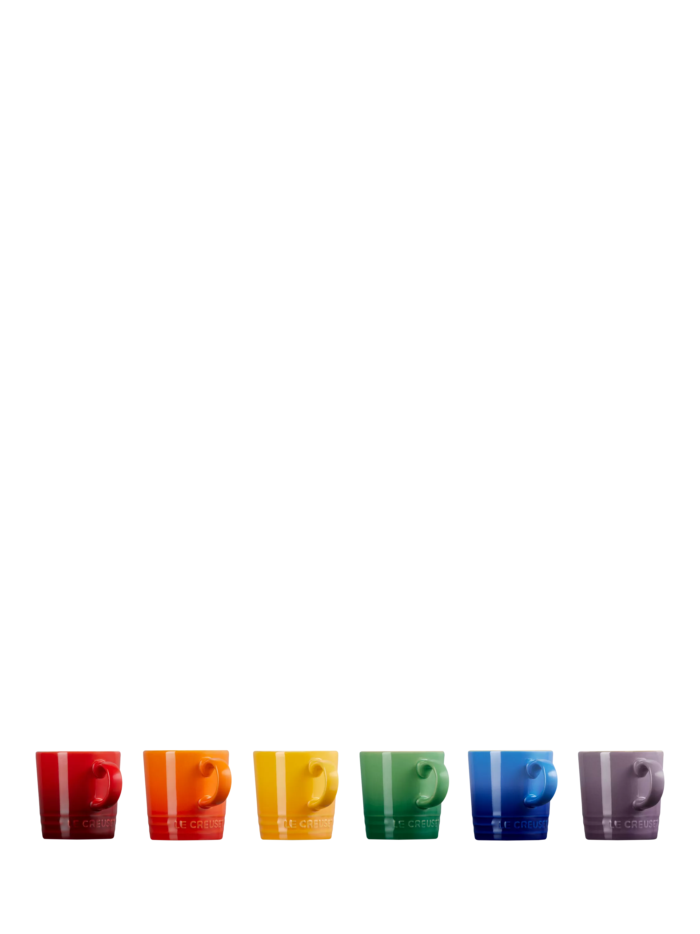 Le Creuset stoneware espresso mugs set of 6 rainbow (British brand)
