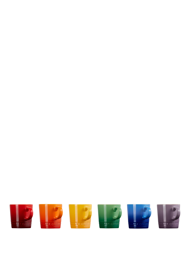 Le Creuset stoneware espresso mugs set of 6 rainbow (British brand)