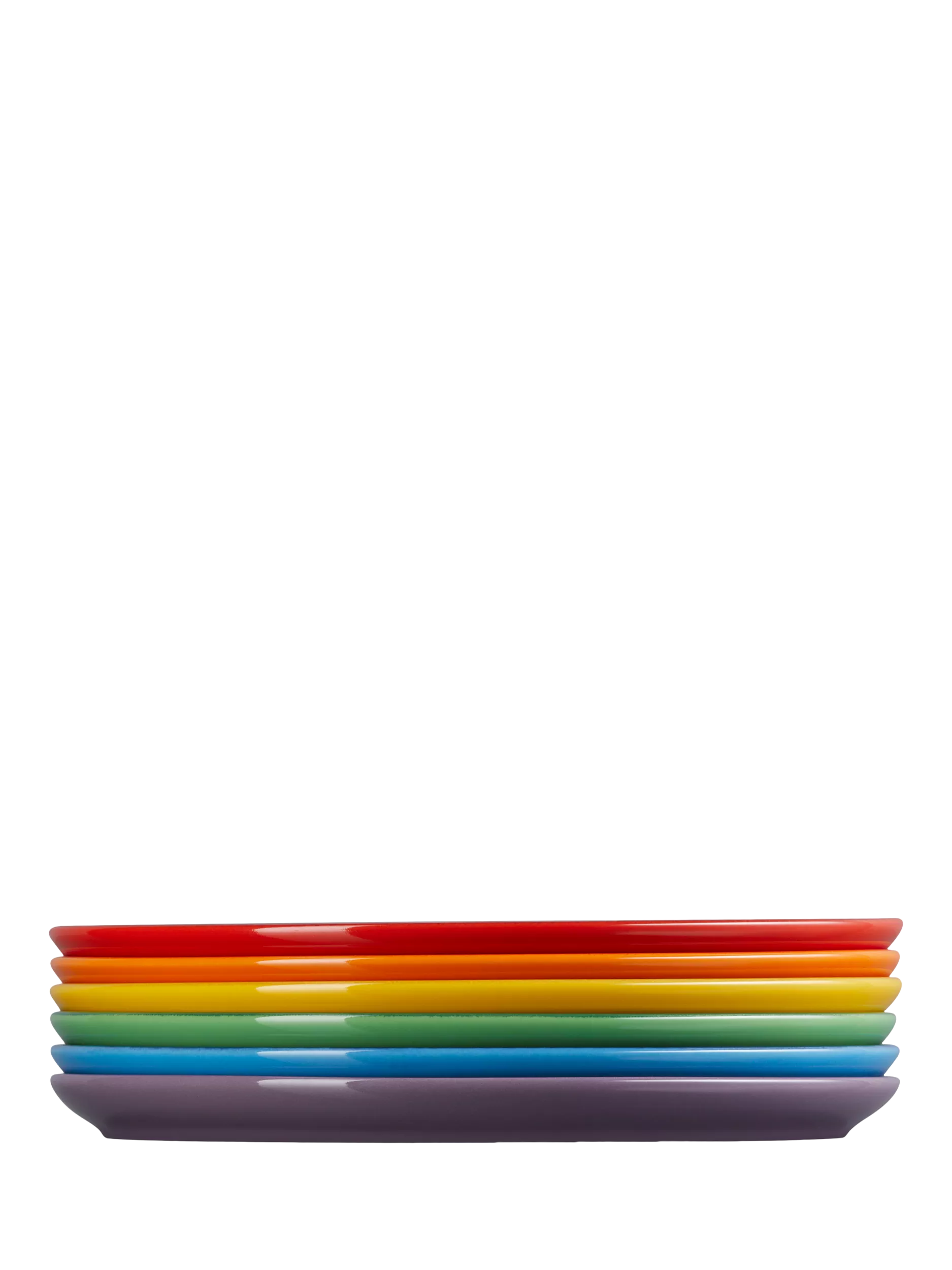 Le Creuset stoneware coupe side plates set of six rainbow 21.8cm, imported from the UK
