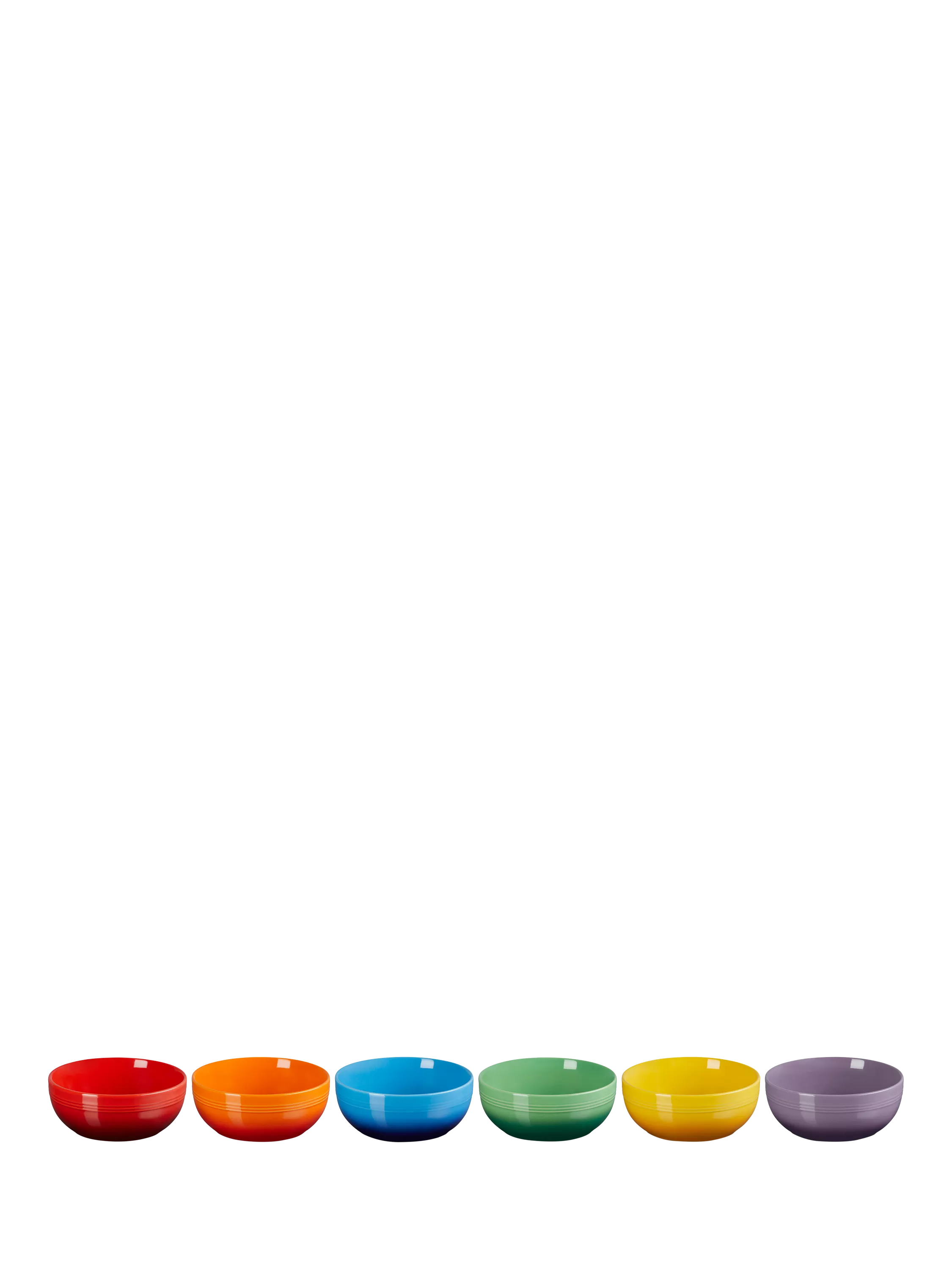 Le Creuset stoneware cereal bowls rainbow set of 6, UK version