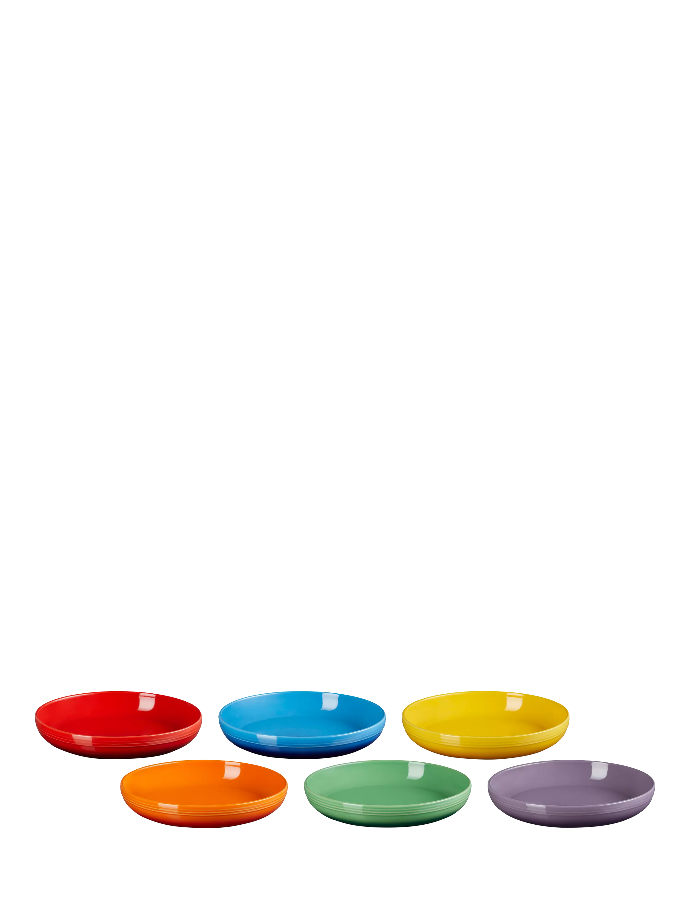 Le Creuset stoneware pasta bowls rainbow set of 6 22cm, UK version