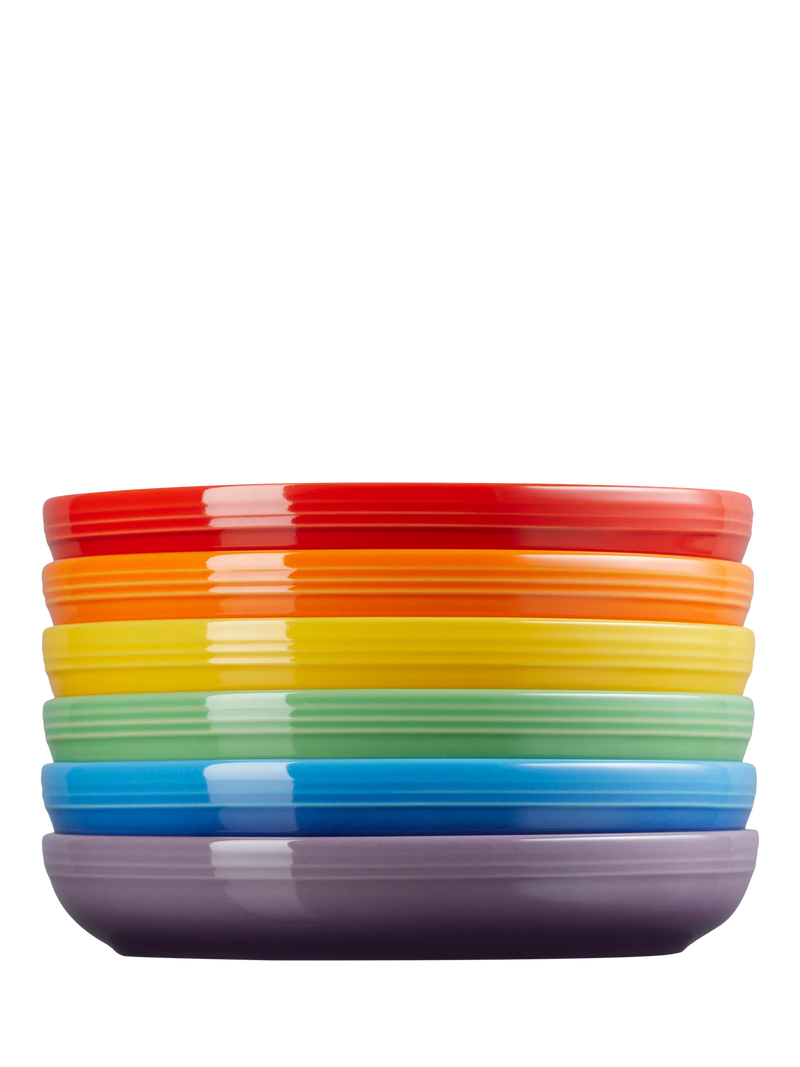 Le Creuset stoneware pasta bowls rainbow set of 6 22cm, UK version