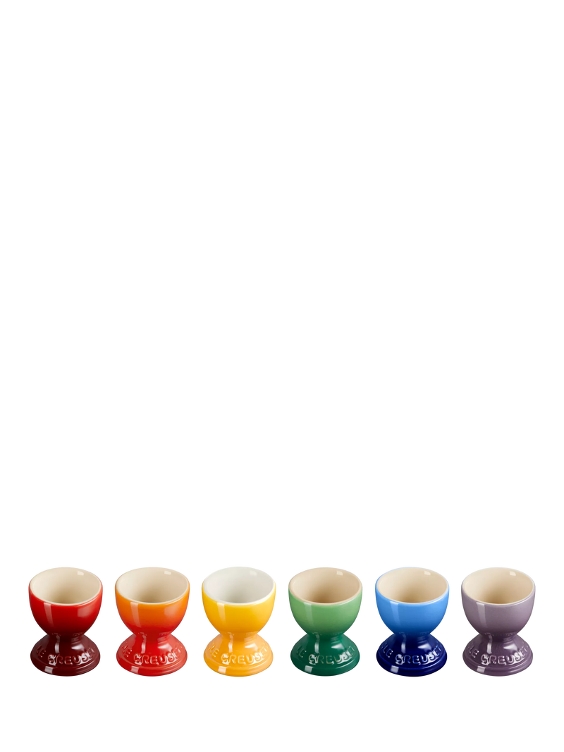 Le Creuset stoneware egg cups rainbow set of 6, UK version