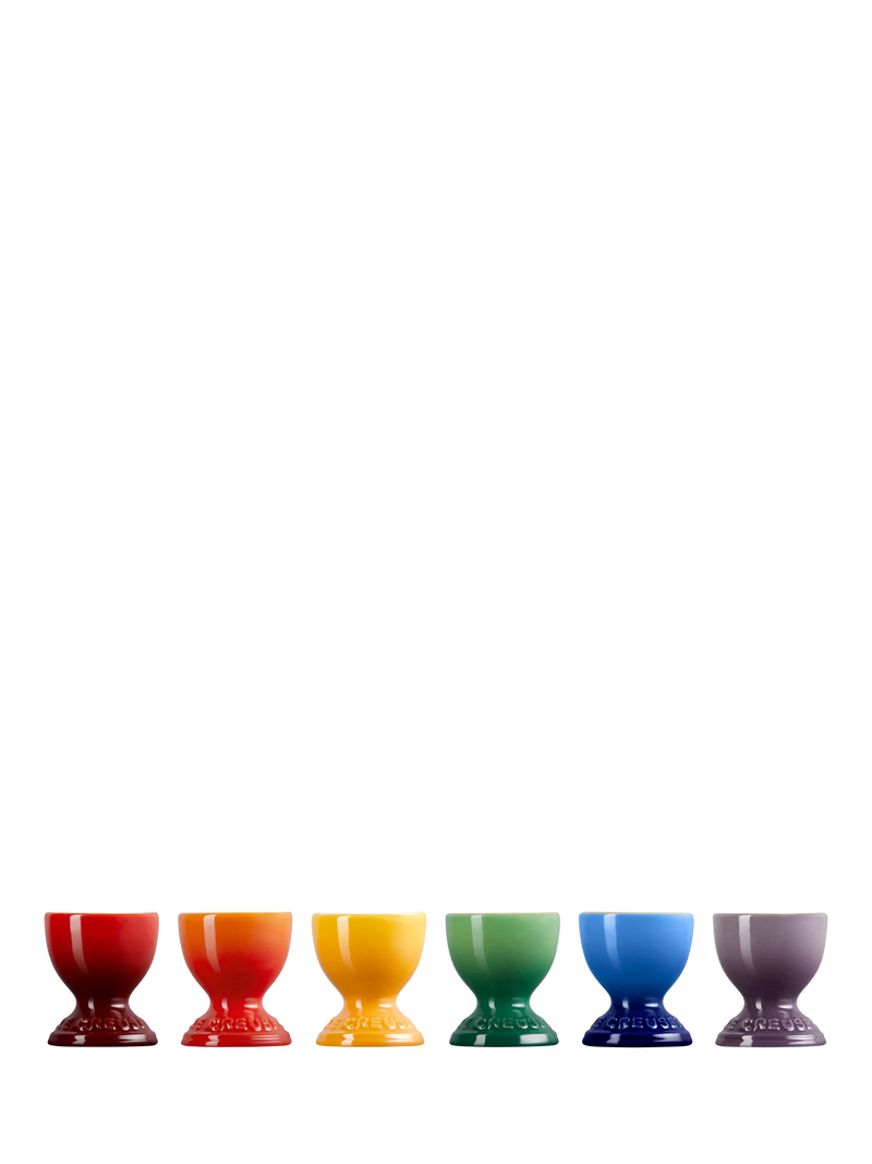 Le Creuset stoneware egg cups rainbow set of 6, UK version