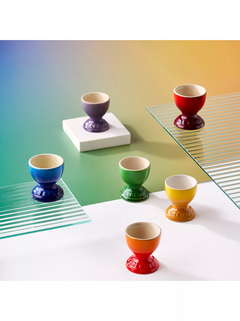 Le Creuset stoneware egg cups rainbow set of 6, UK version