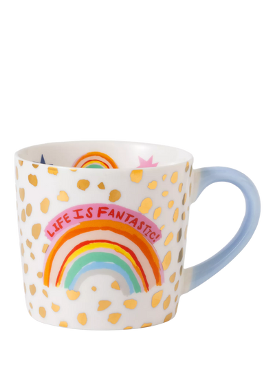 John Lewis Eleanor Bowmer 'Life is Fantastic' Rainbow New Bone China Mug 300ml- Buy online at McGrocer