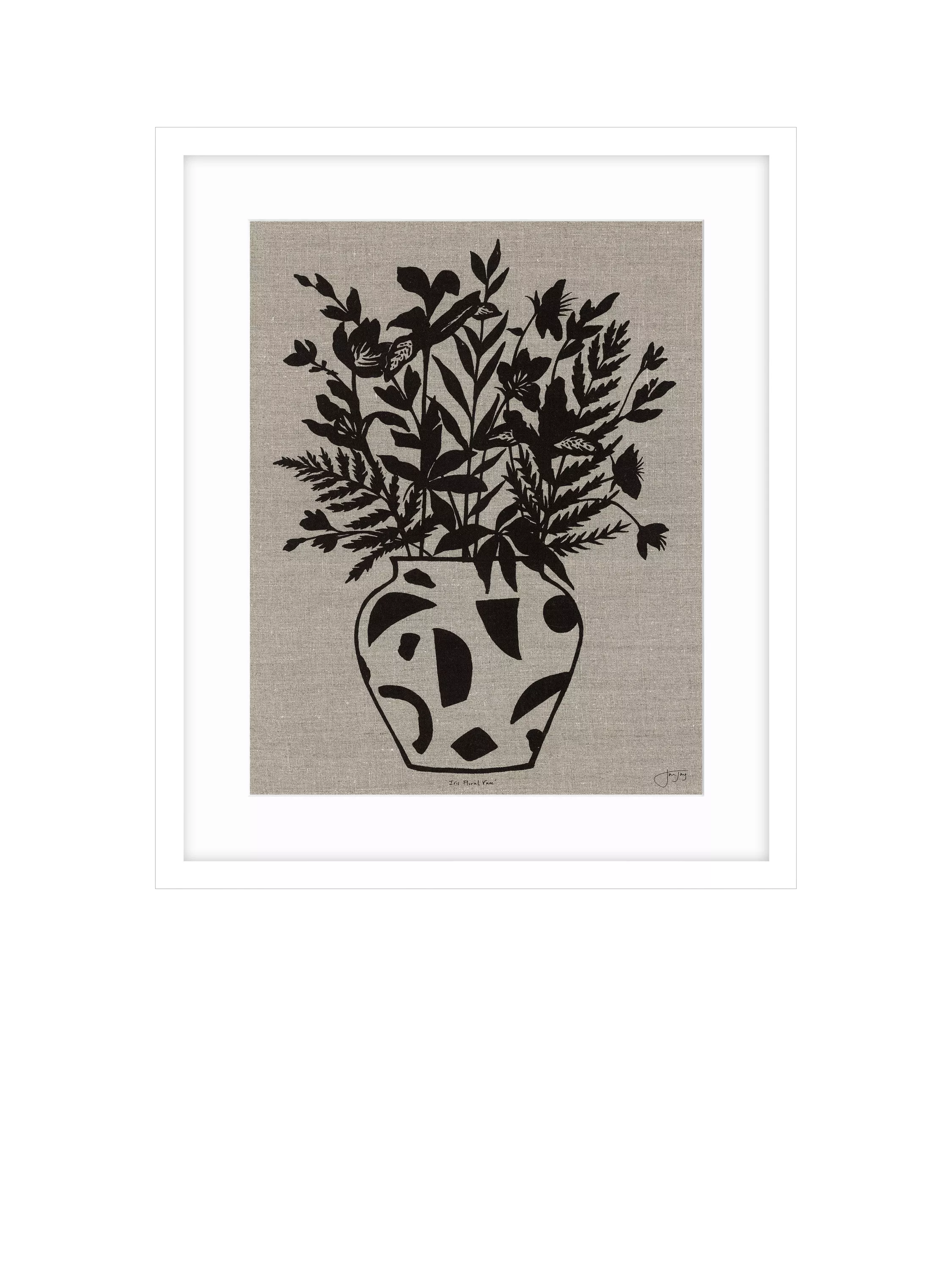 John Lewis Jan Jay Iris Floral Vase framed print 63.5x53.5cm, imported from the UK
