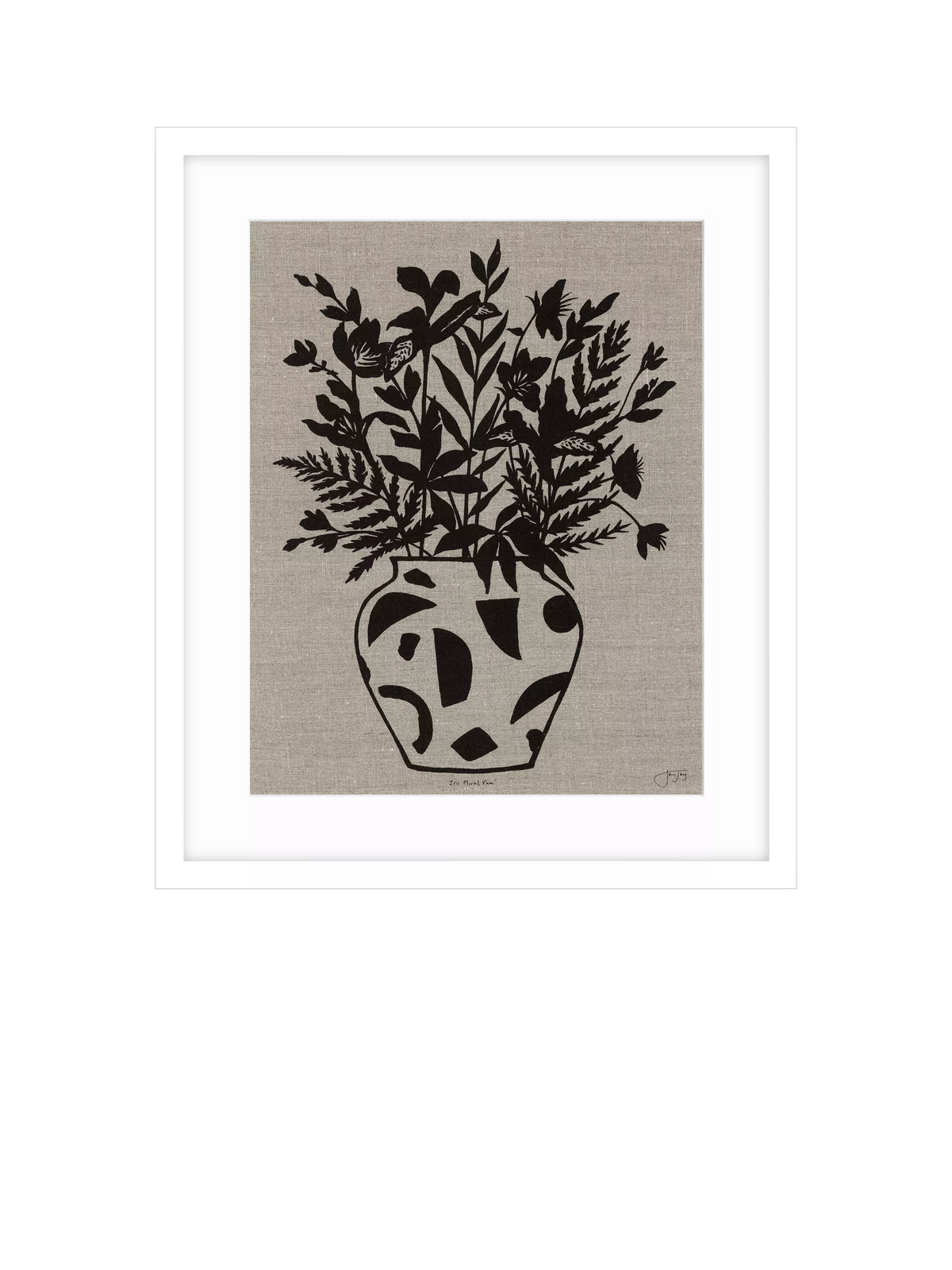 John Lewis Jan Jay Iris Floral Vase framed print 63.5x53.5cm, imported from the UK