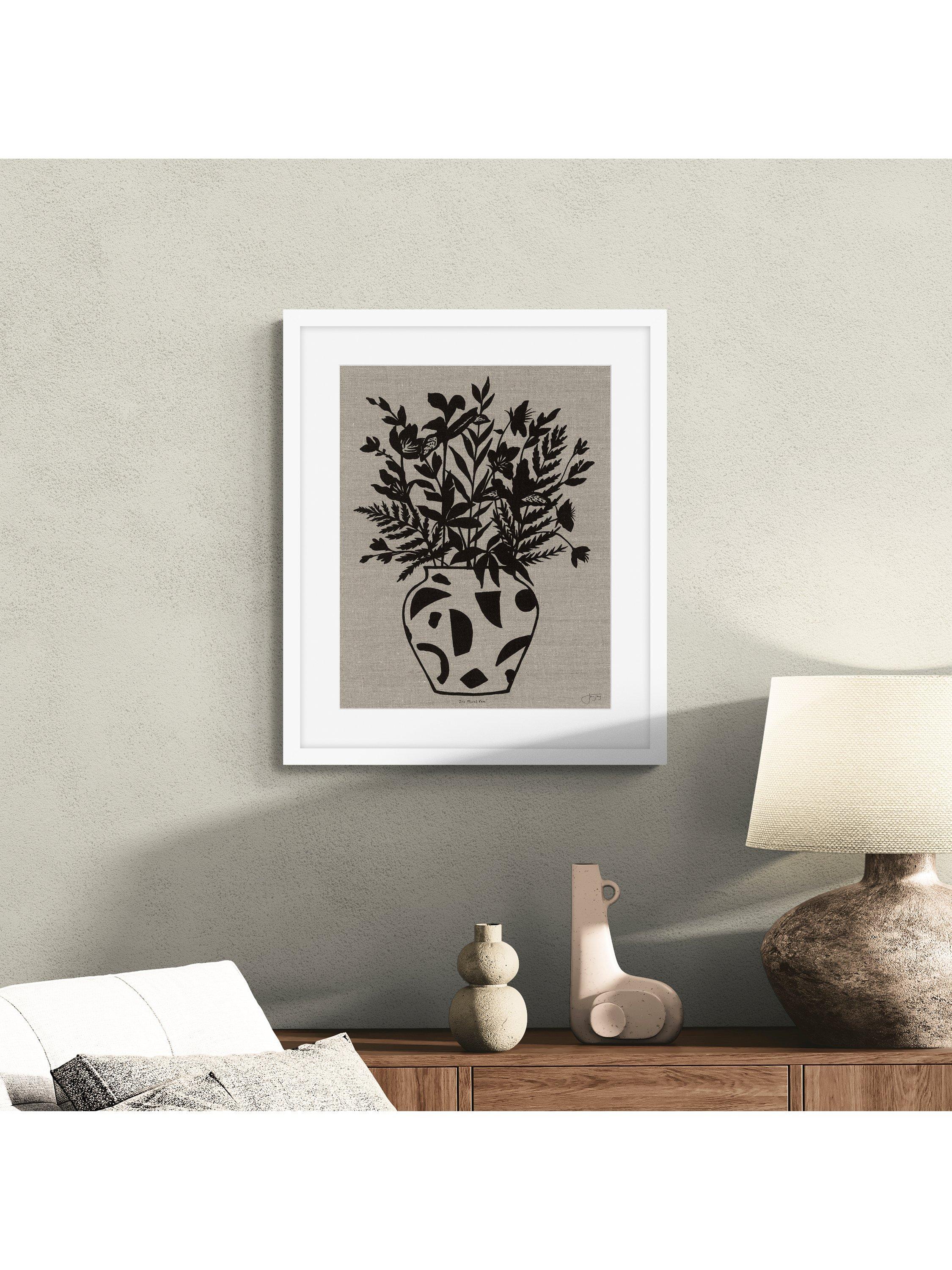 John Lewis Jan Jay Iris Floral Vase framed print 63.5x53.5cm, imported from the UK