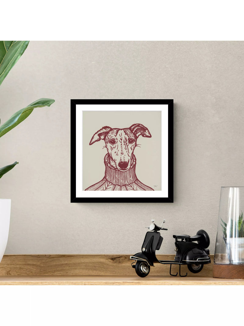 John Lewis Sybil Whippet framed print 33.5 x 33.5cm, imported from the UK