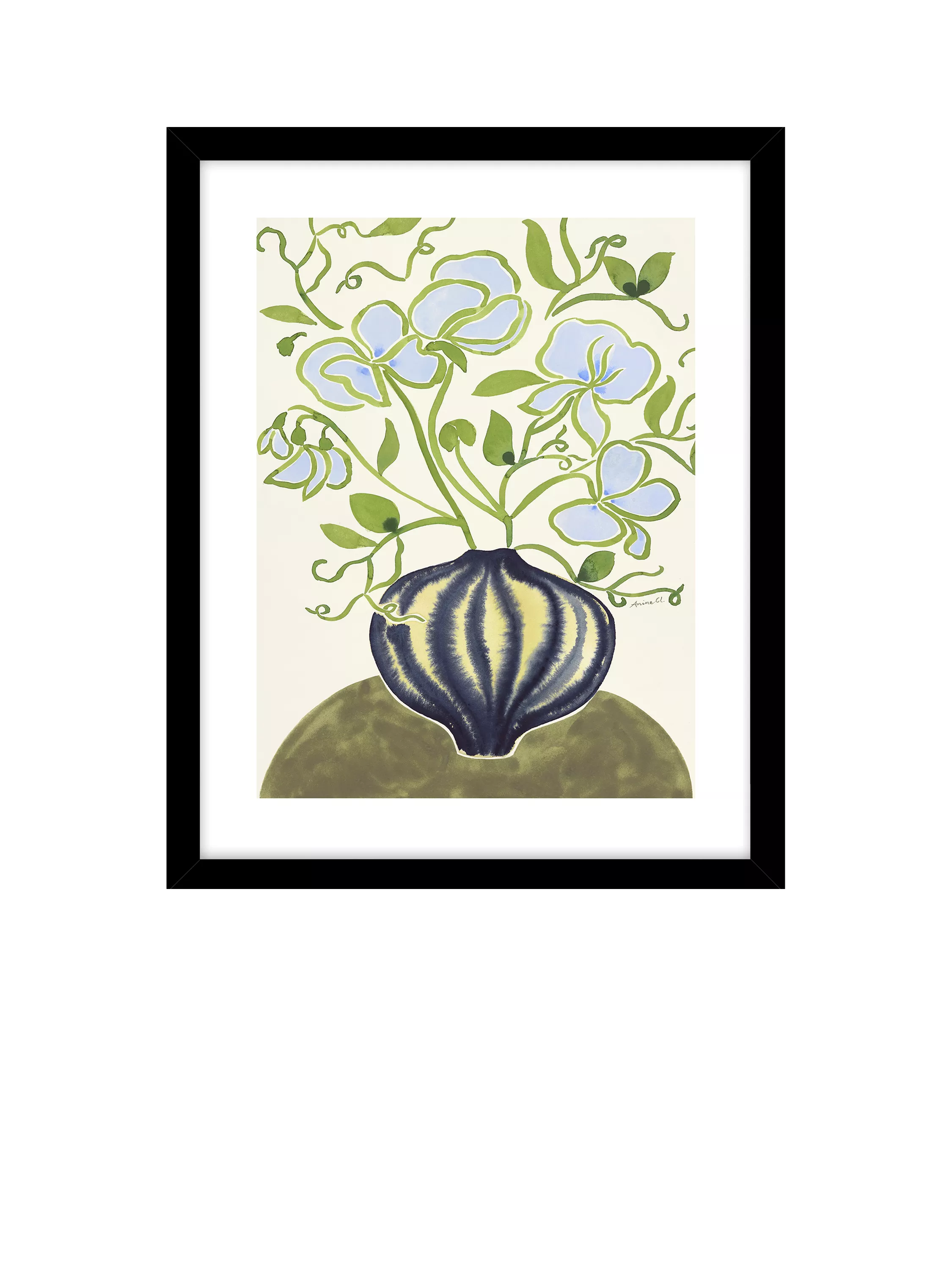 John Lewis La Poire 'Sweet Peas' gerahmtes Blumenbild & Passepartout, 62 x 52 cm