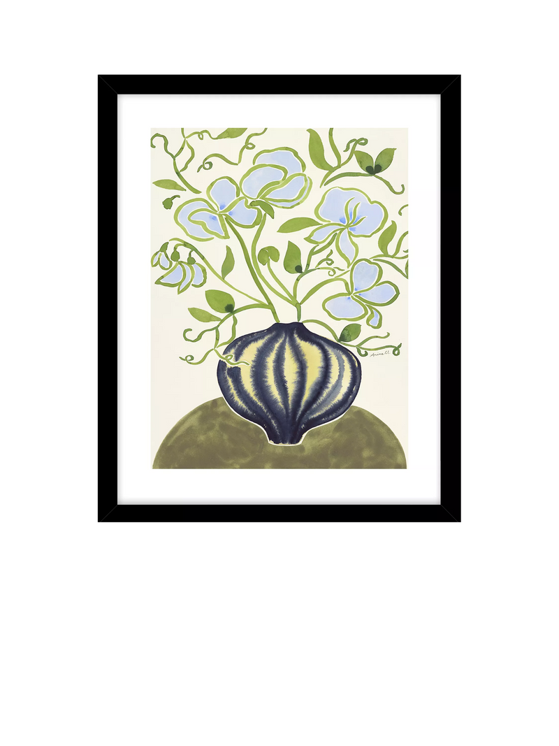 John Lewis La Poire 'Sweet Peas' gerahmtes Blumenbild & Passepartout, 62 x 52 cm