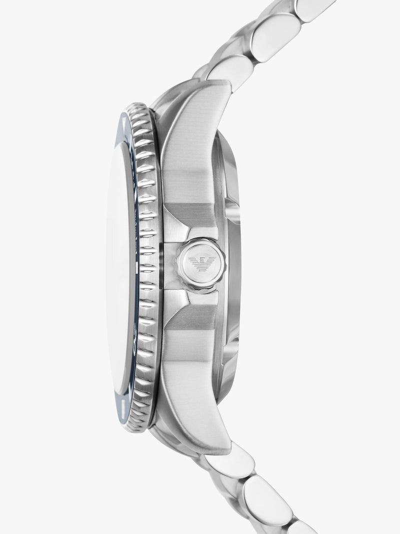 Emporio Armani Sea Explorer watch blue dial stainless steel bracelet (British brand)