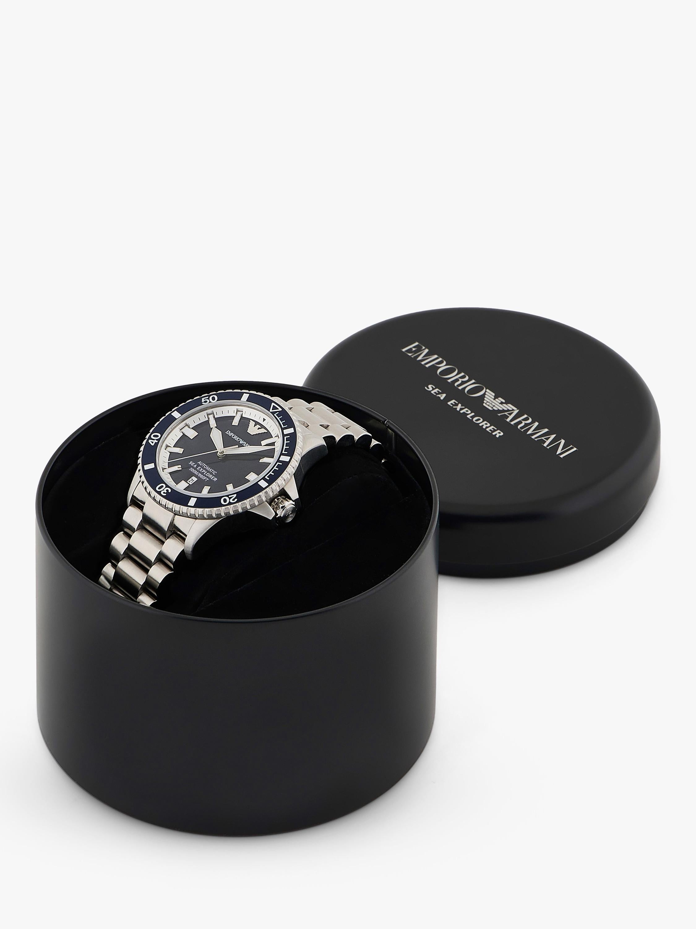 Emporio Armani Sea Explorer watch blue dial stainless steel bracelet (British brand)