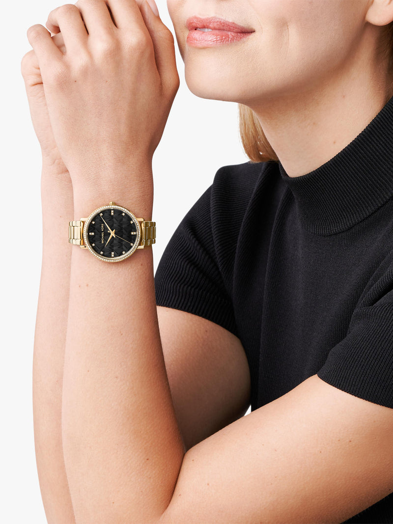 Michael Kors Pyper gold-tone stainless steel watch, UK version