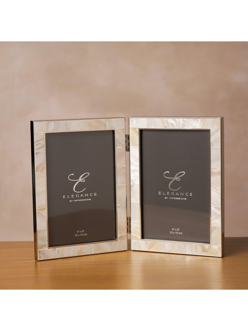 Impressions Elegance white double photo frame with Mother of Pearl (British brand)