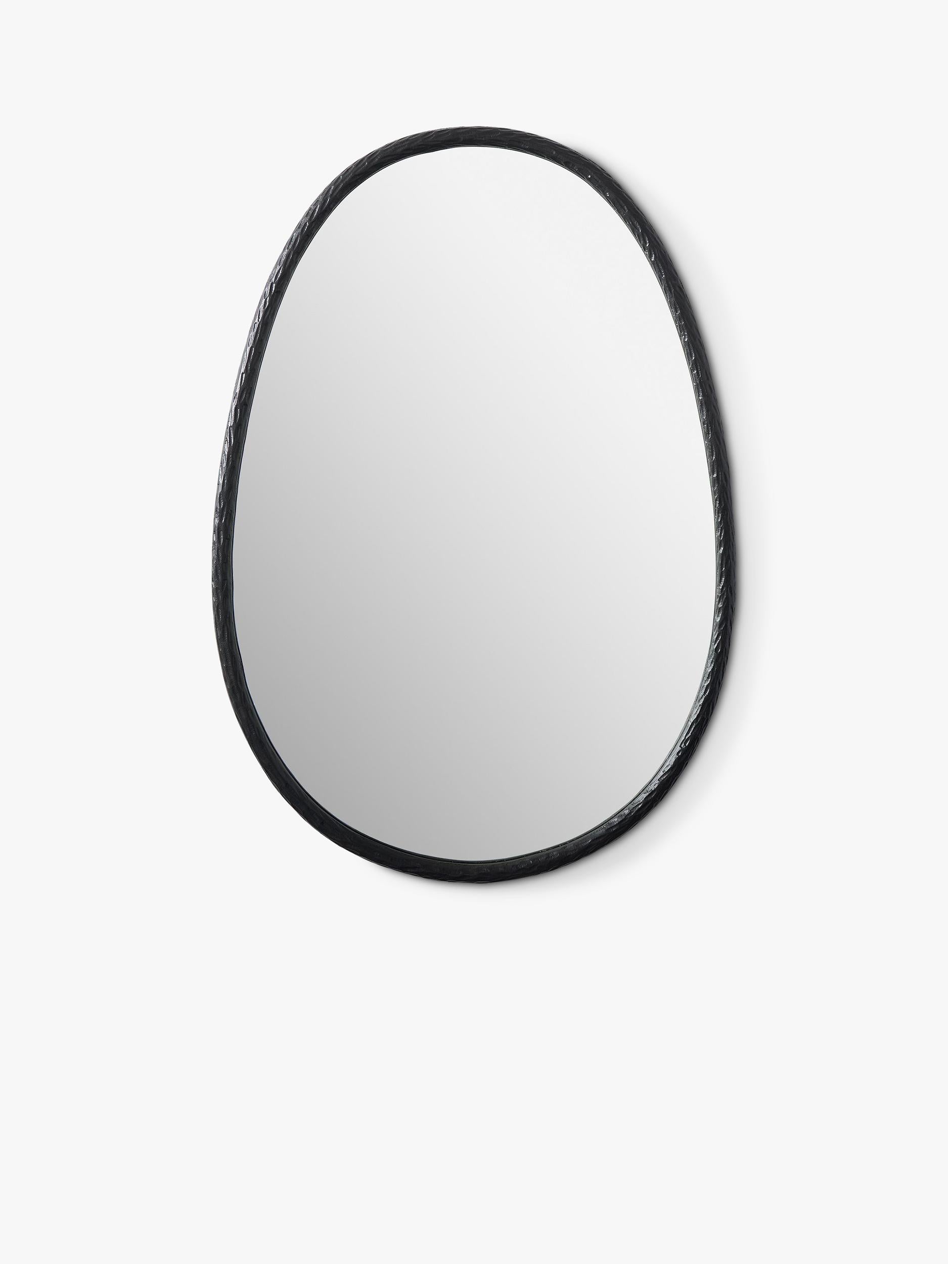 West Elm oval metal wall mirror in dark bronze, 117x81cm (British brand)