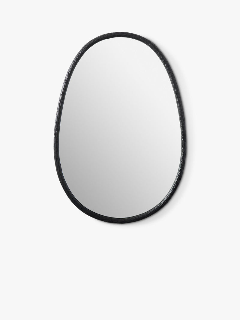 West Elm oval metal wall mirror in dark bronze, 117x81cm (British brand)