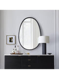 West Elm oval metal wall mirror in dark bronze, 117x81cm (British brand)