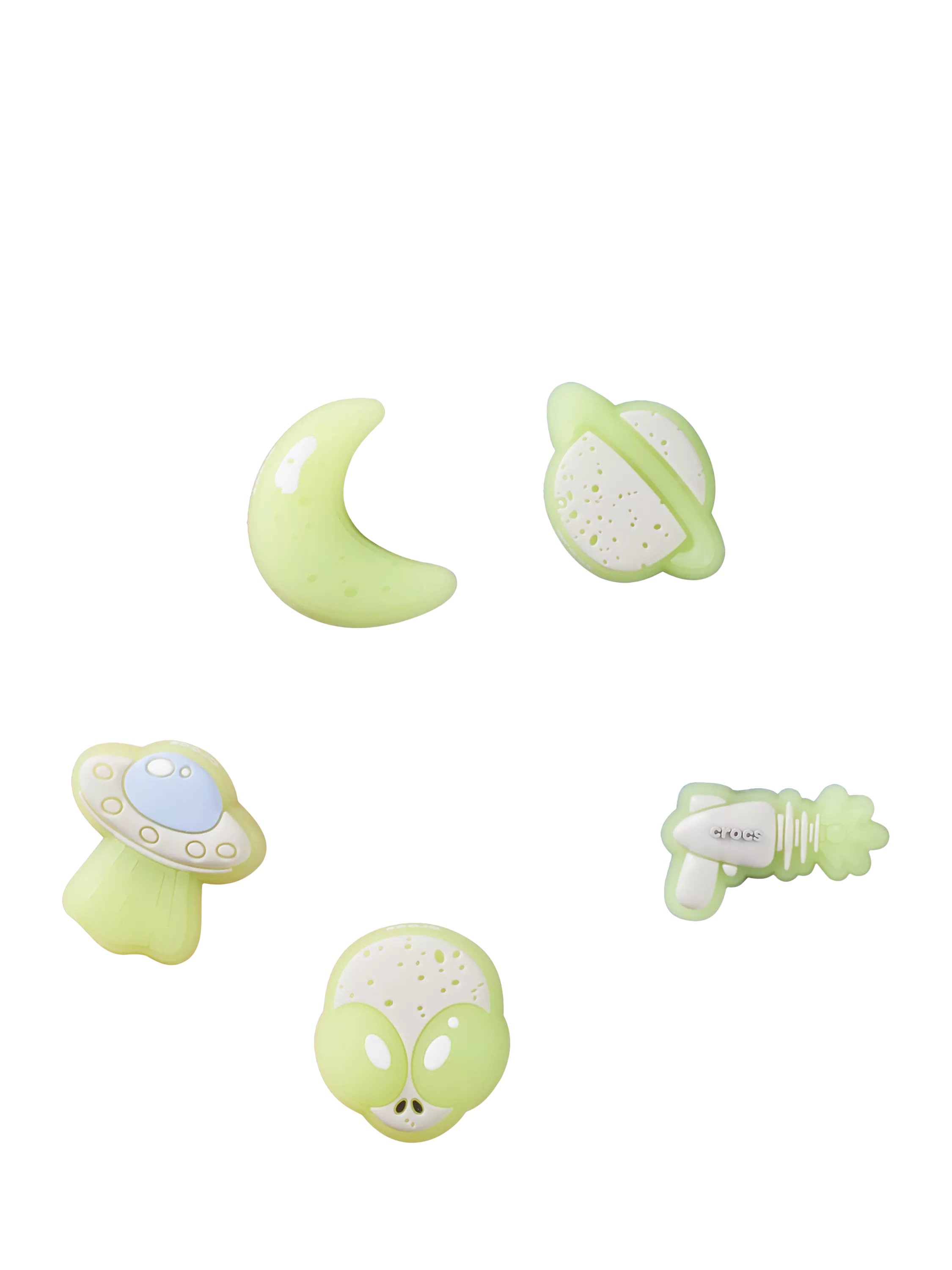 Crocs glow-in-the-dark space Jibbitz charms pack of 5, UK version