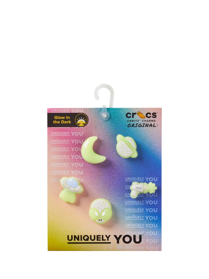 Crocs glow-in-the-dark space Jibbitz charms pack of 5, UK version