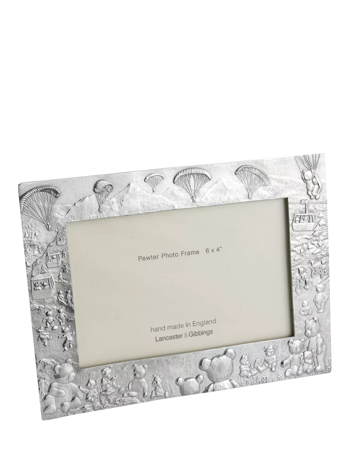 Lancaster and Gibbings pewter teddy bear photo frame 4x6 (British brand)