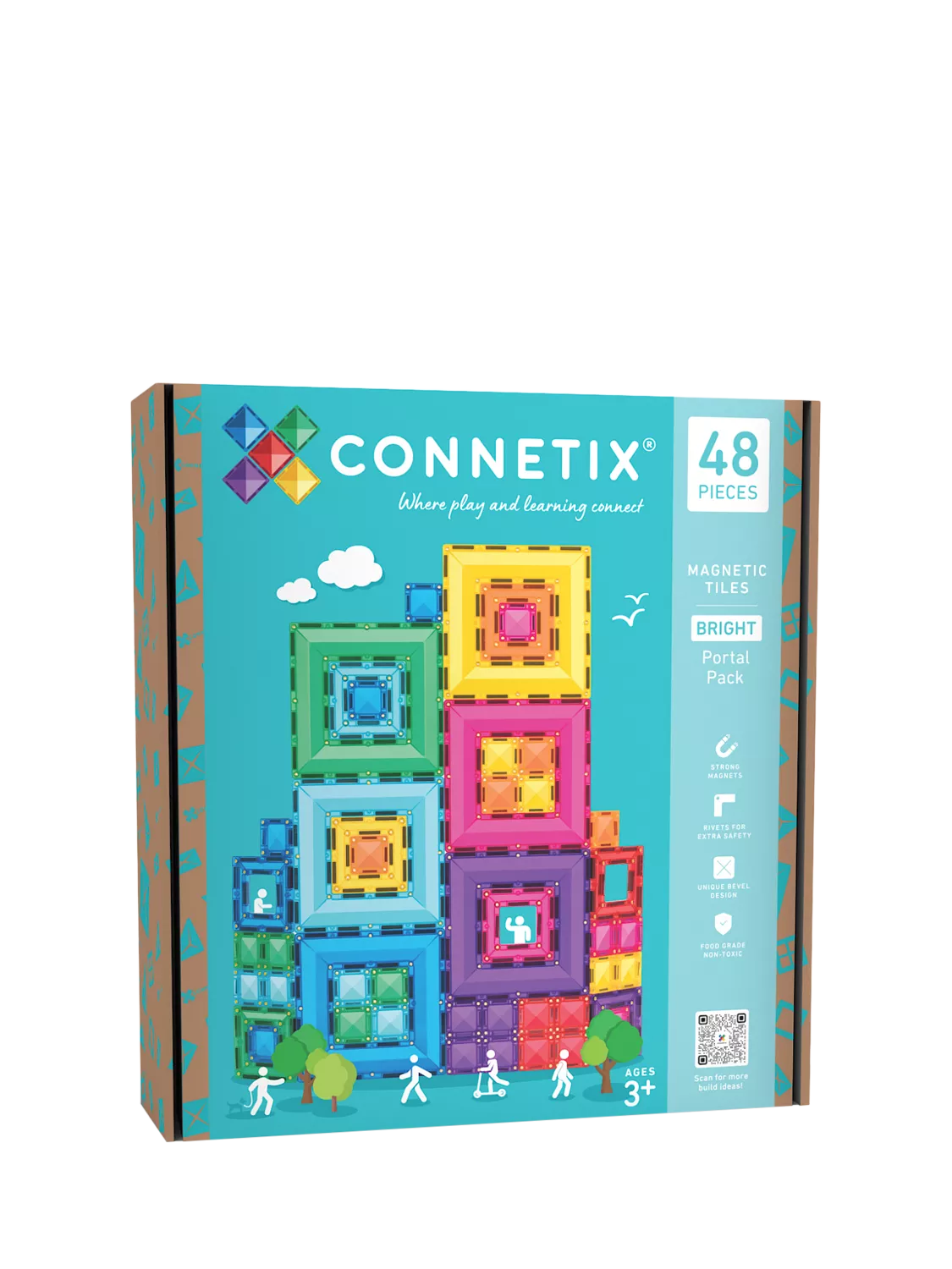 Connetix Bright Portal Tiles 48-piece magnetic construction set (British brand)