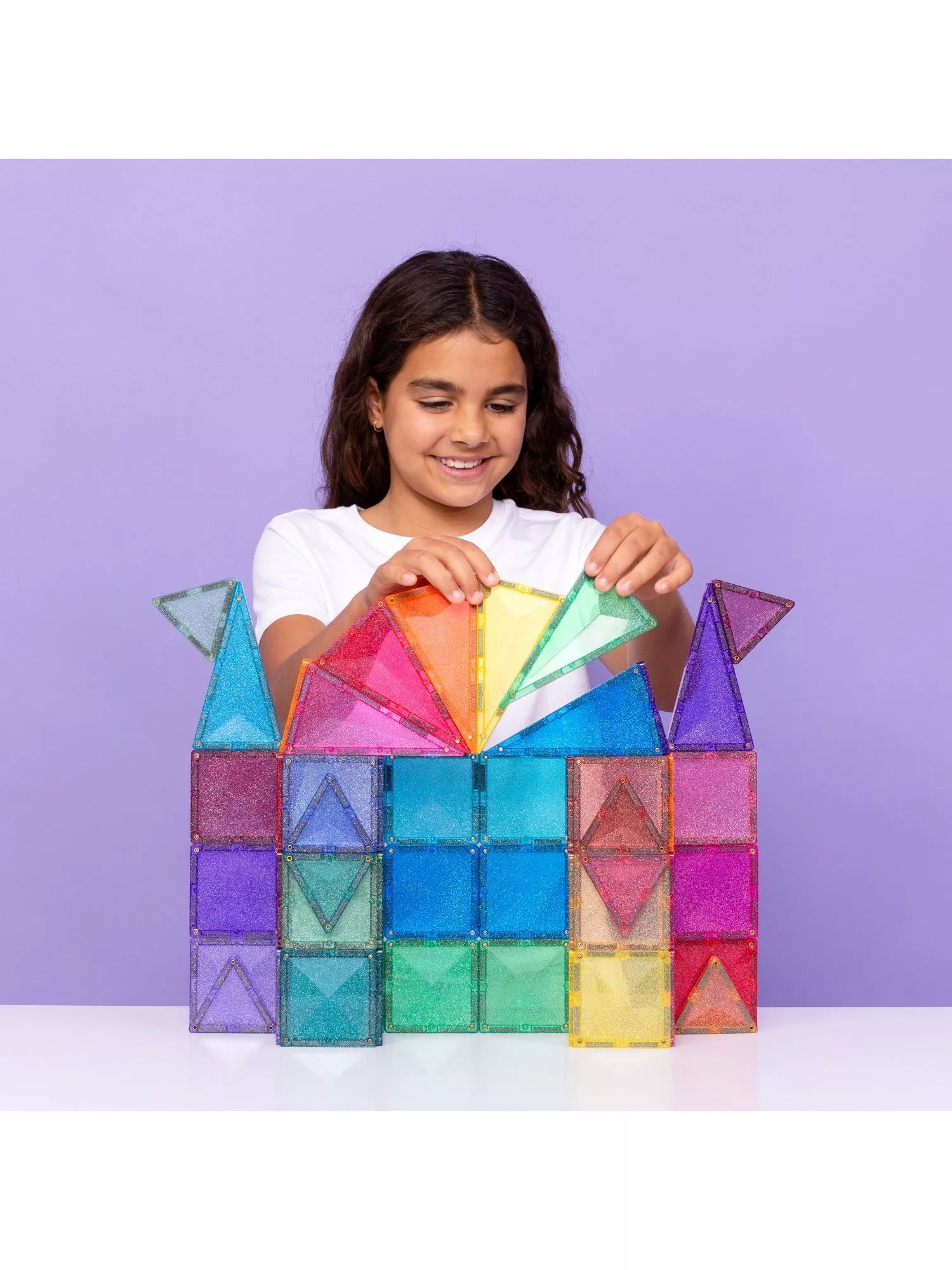 Connetix Castle Glitter Tiles 48 pack building toy for kids (British brand)