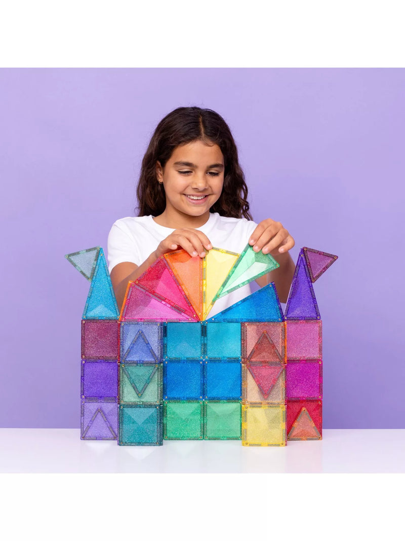 Connetix Castle Glitter Tiles 48 pack building toy for kids (British brand)