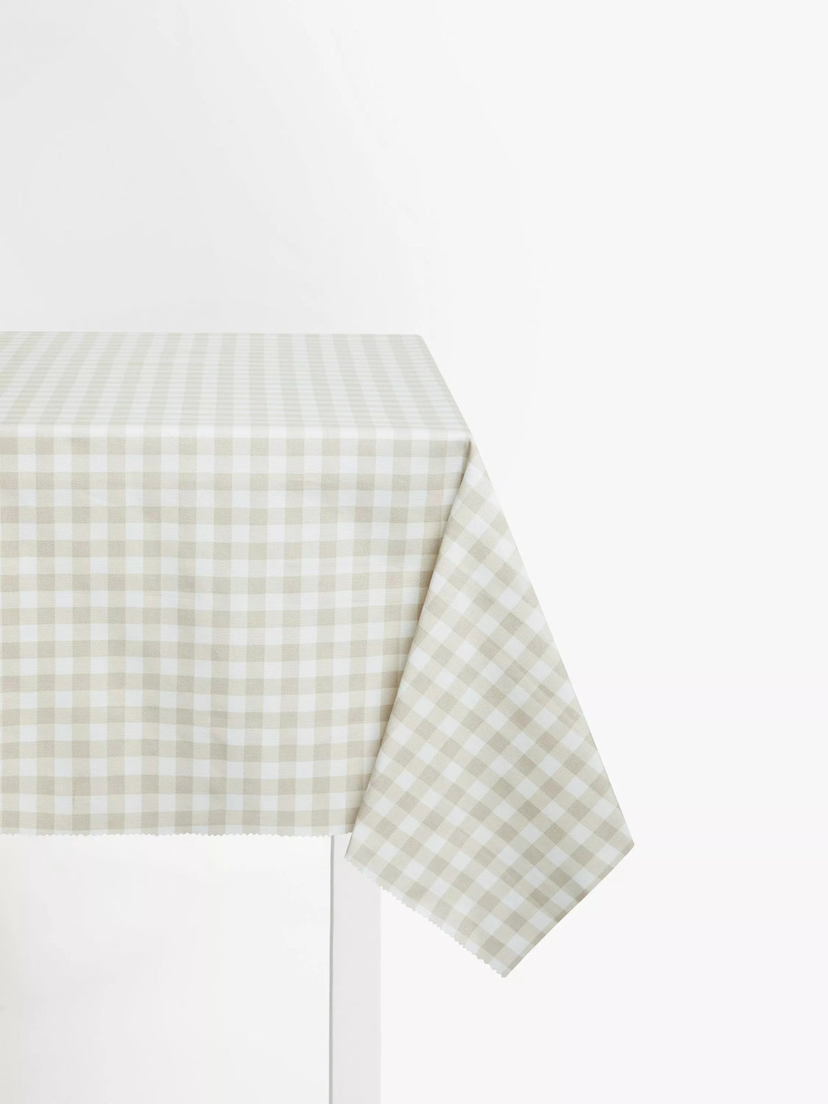 John Lewis gingham greige oilcloth fabric, UK version