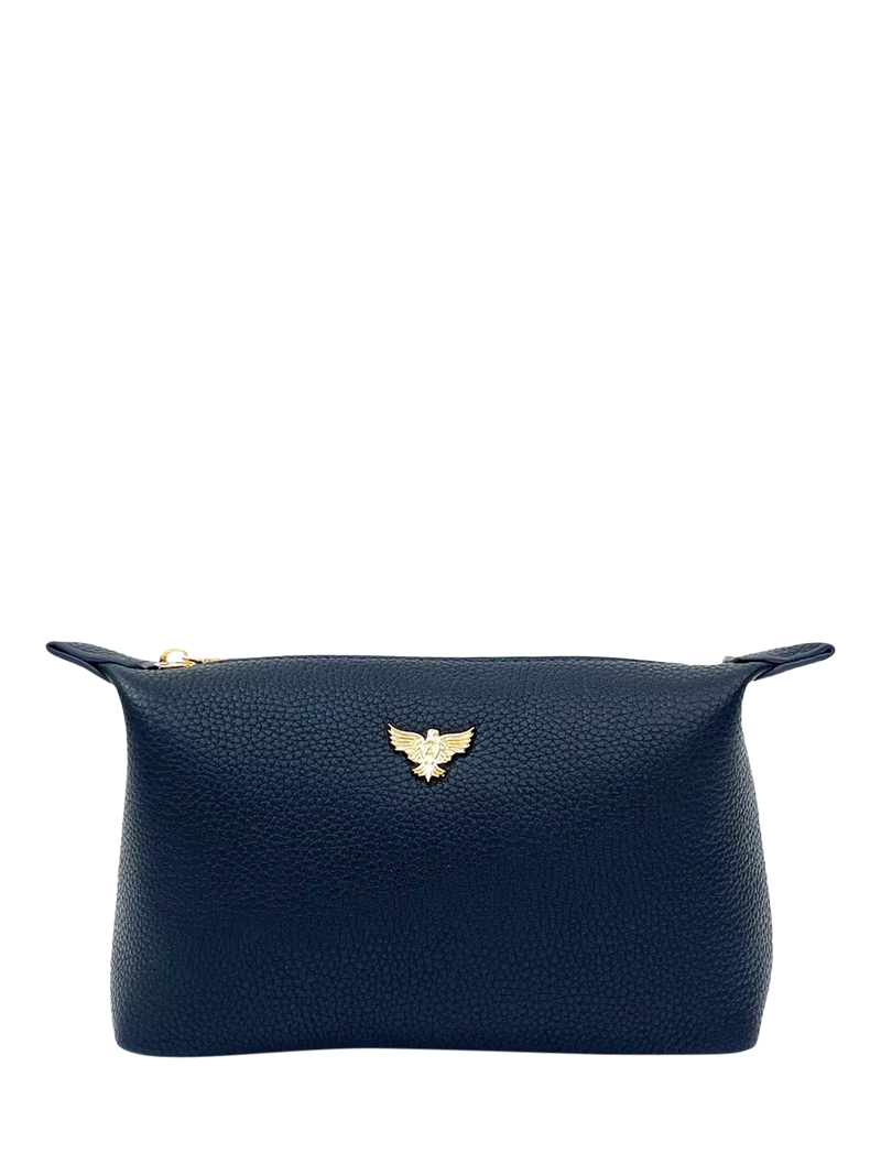 Apatchy Small Leather Wash Bag, Navy