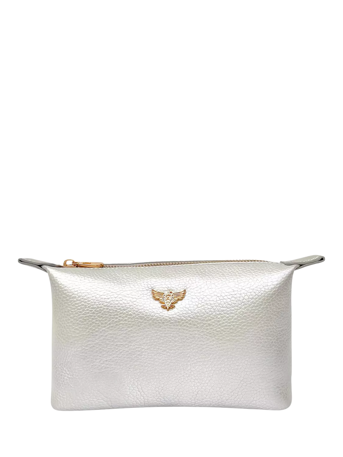 Apatchy Small Leather Wash Bag, Silver