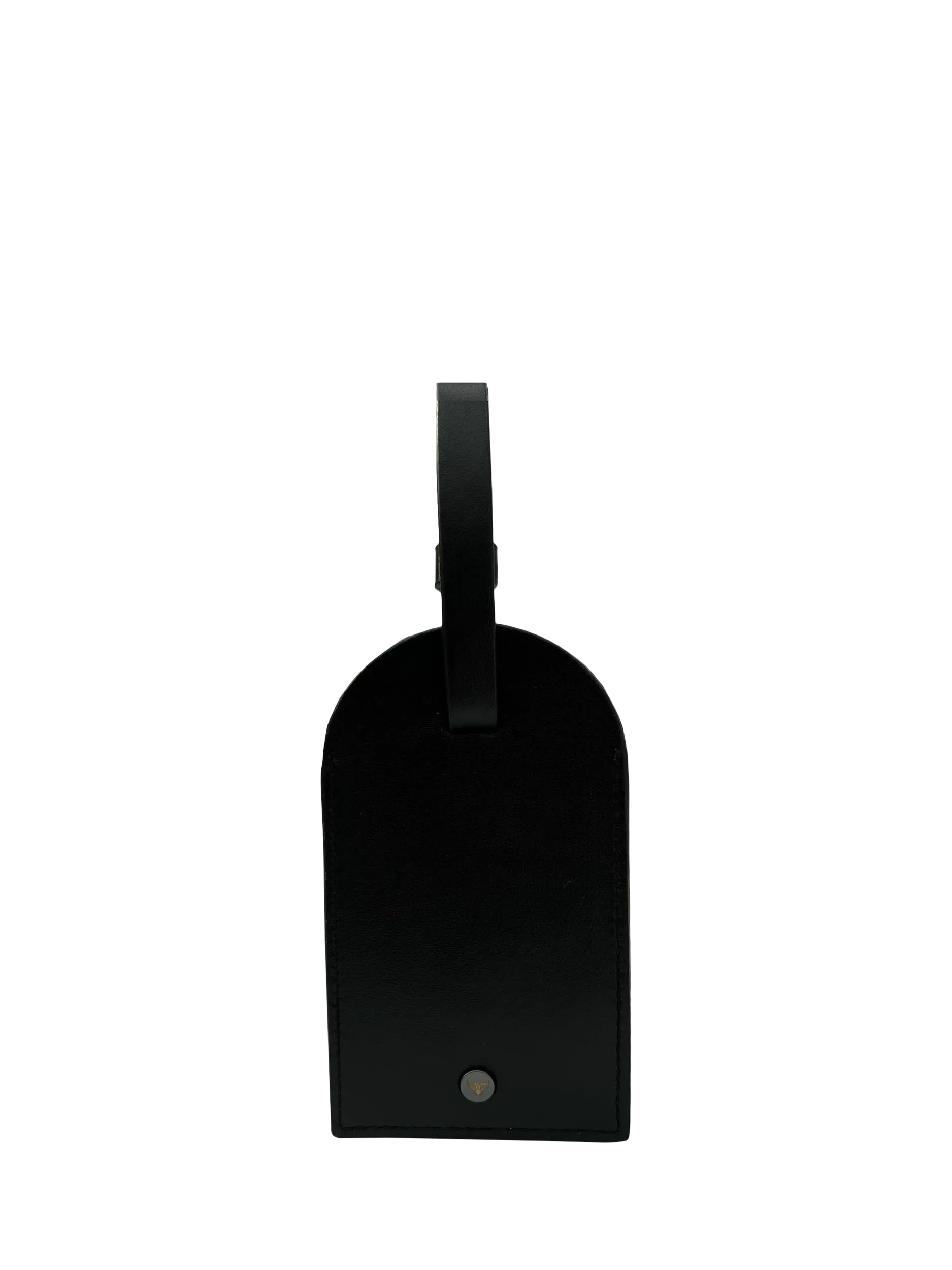 Apatchy London Cavendish black leather luggage tag, imported from the UK