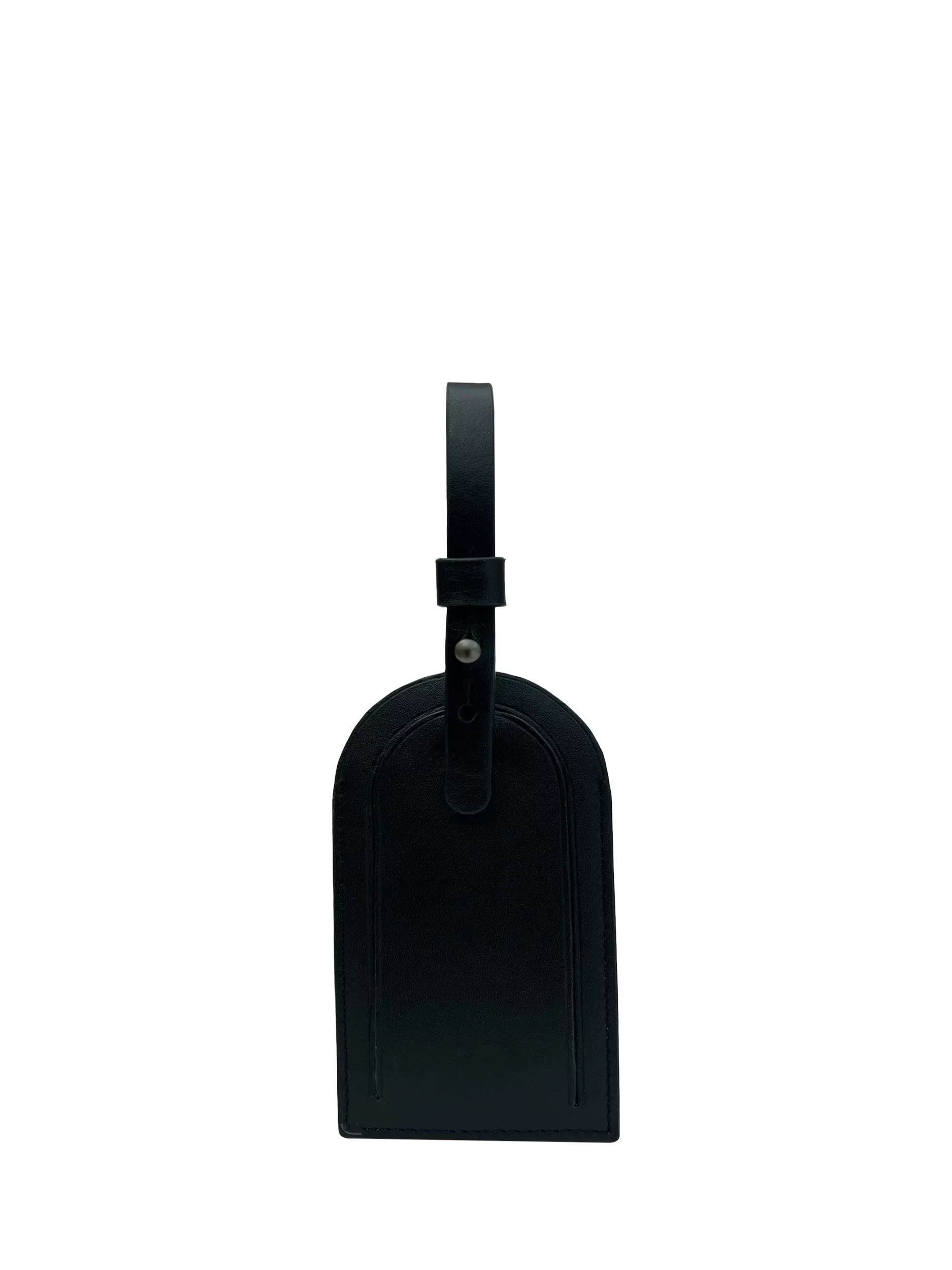 Apatchy London Cavendish black leather luggage tag, imported from the UK