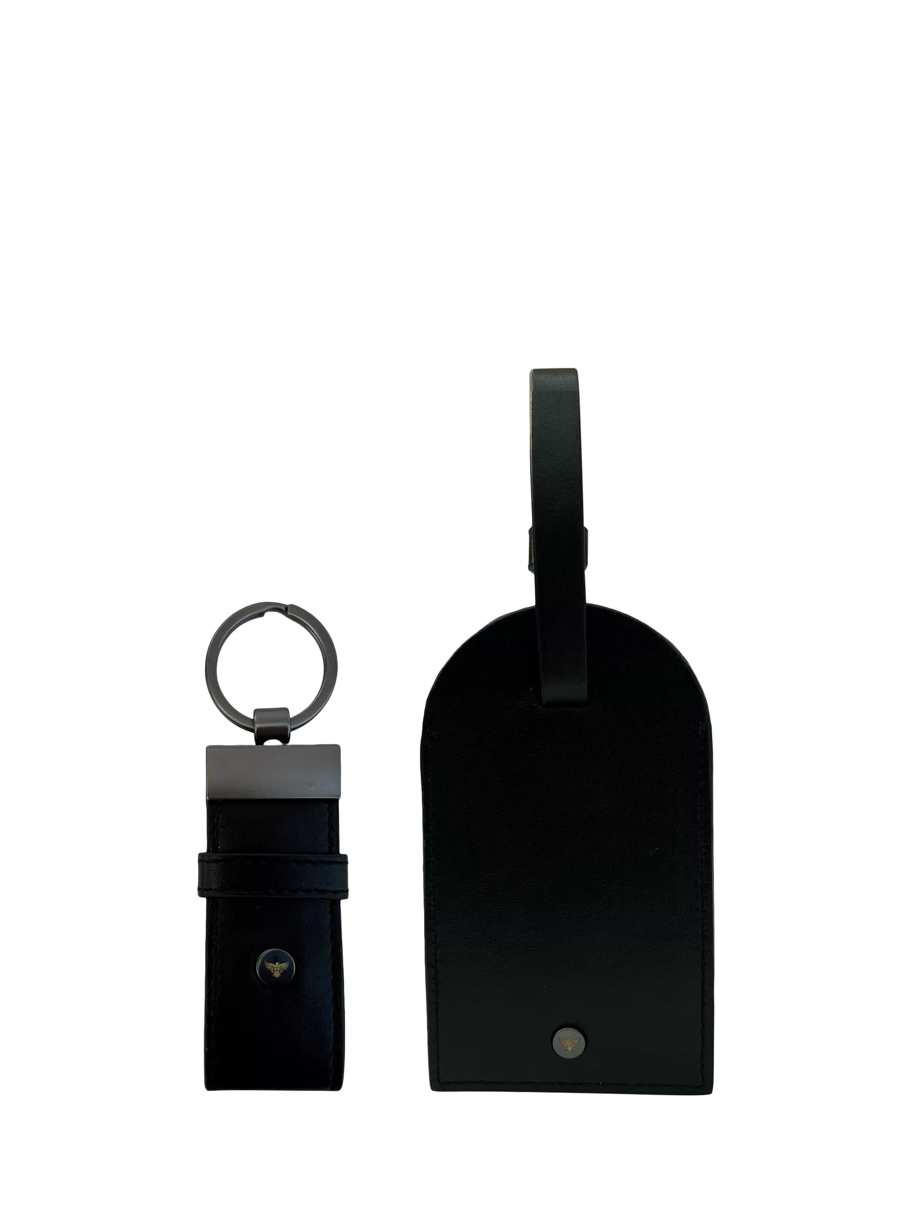 Apatchy leather luggage tag and loop keyring set black - British product