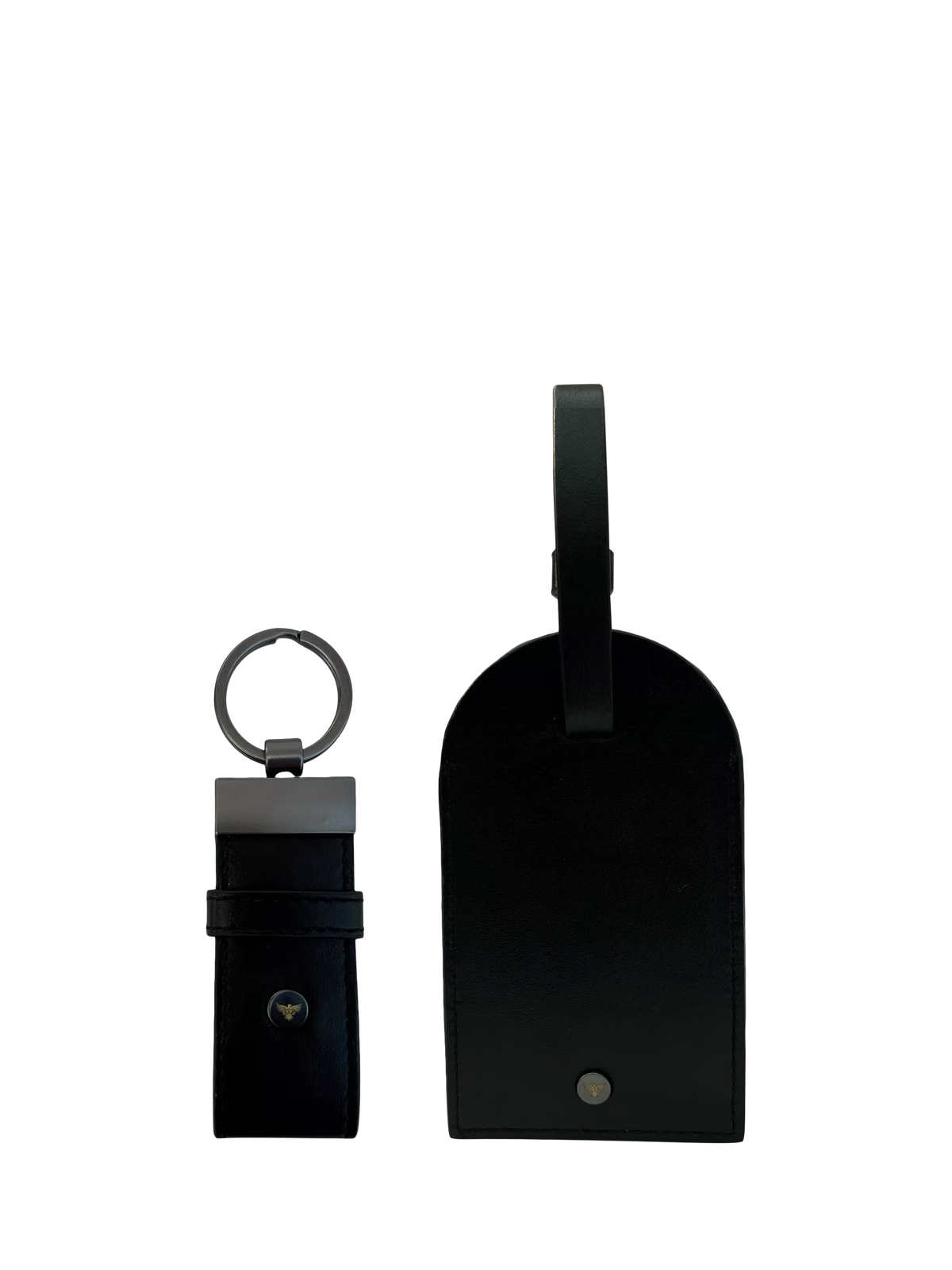 Apatchy leather luggage tag and loop keyring set black - British product